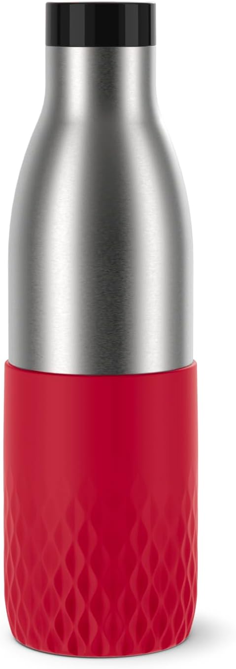 Emsa Bludrop Isolier-Trinkflasche, wiederverwendbar, Edelstahl, nachhaltig, Pulverbeschichtung, 360°