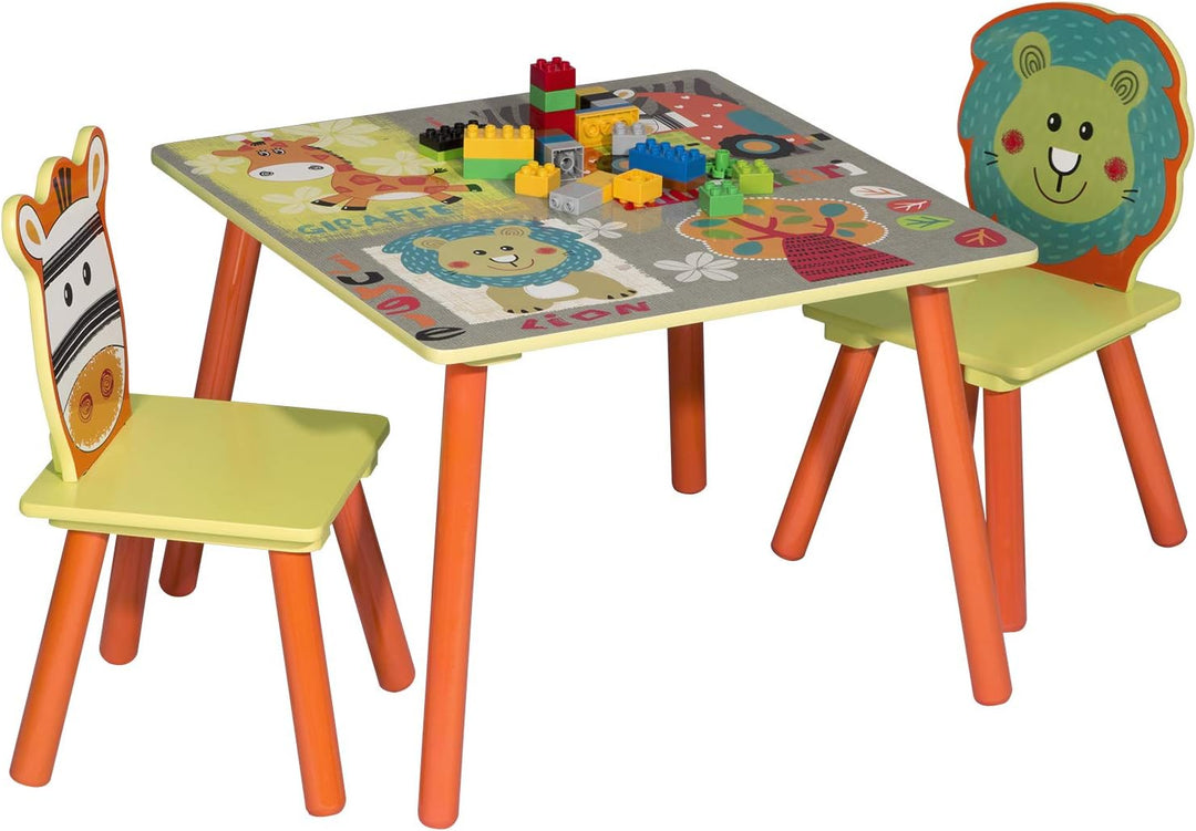 WOLTU Kindertisch mit 2 Stühle, Tisch und Stuhl Sets, Massivholz Beinen, abgerundete Ecken, Sitzgrup