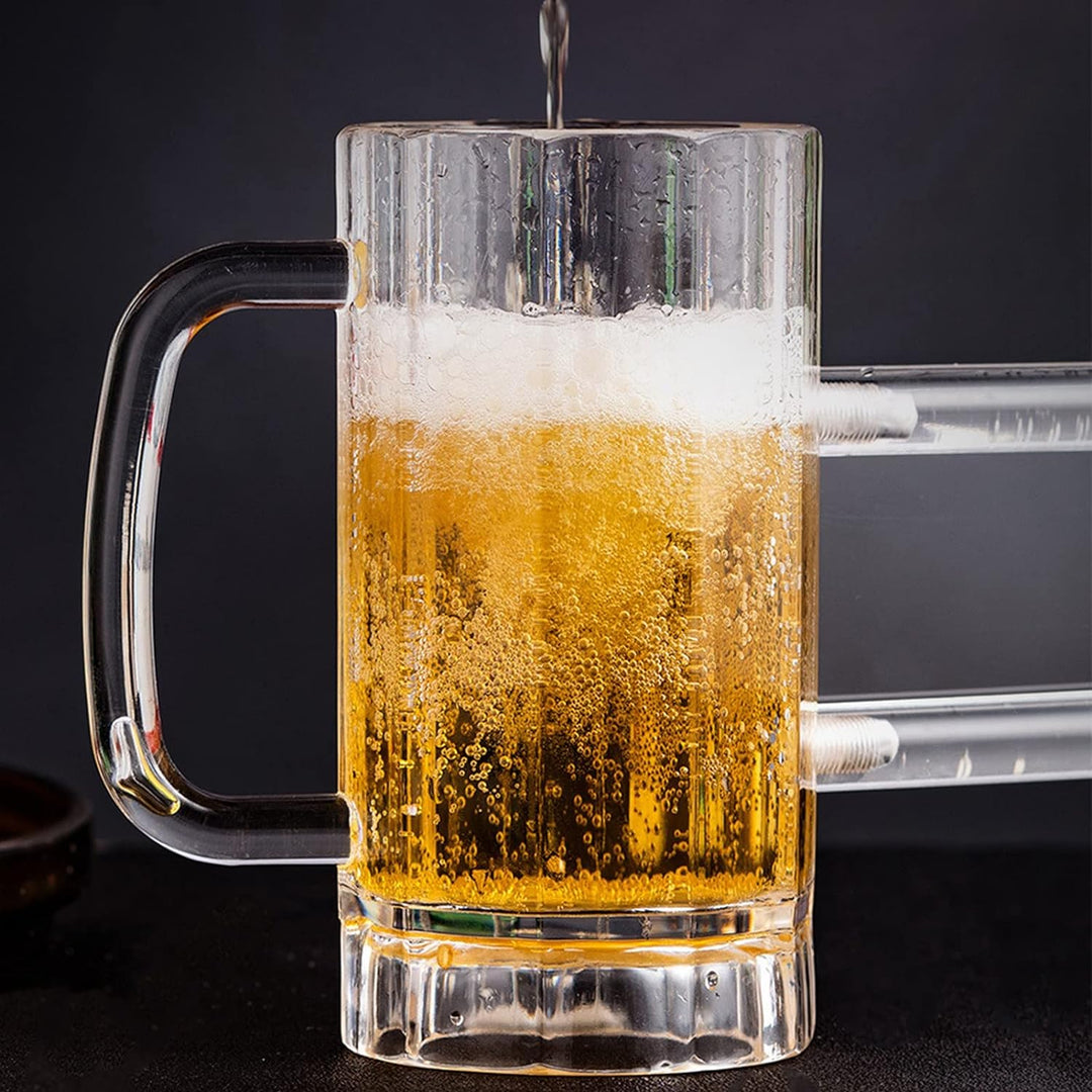 430ml Doppel Verbundenes Bierglas, Acryl-Bierbecher Anti-Drop Bierkrug mit Griff für Bar KTV