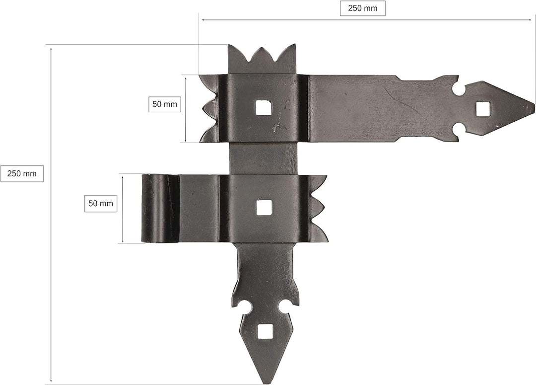 KOTARBAU® 4tlg.Winkelbänder 250 x 250 mm Geschmiedet Antik für Fensterladen Tore Garagen, 250 x 250