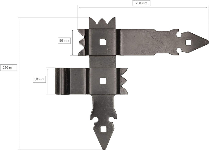 KOTARBAU® 4tlg.Winkelbänder 250 x 250 mm Geschmiedet Antik für Fensterladen Tore Garagen, 250 x 250