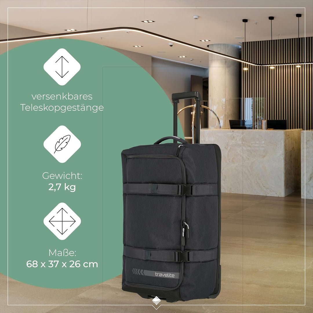 travelite Trolley Reisetasche Grösse L, Gepäck Serie KICK OFF: Praktische Reisetasche mit Rollen für