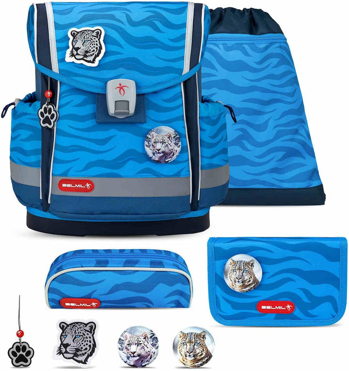 Belmil Classy Plus Schulranzen Set 5-teilig mit Brustgurt (405-78/AG/S) Animal Kingdom, Animal Kingd
