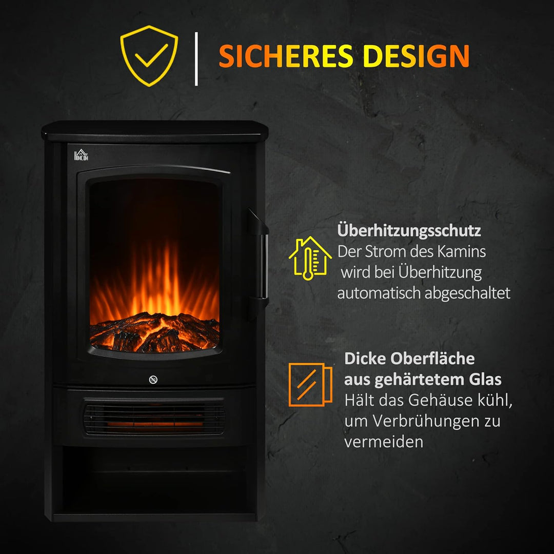 HOMCOM LED Elektrokamin Standkamin Kaminofen mit Flammeneffekt 1000/2000W Innenraumheizung Heizlüfte