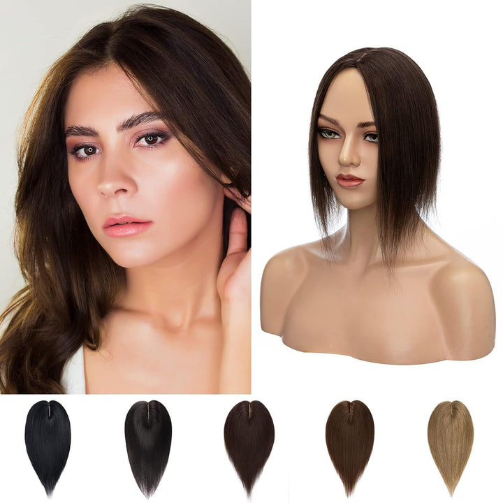 Silk-co Haarteile Echthaar Clip in Extensions Echthaar Toupee Haarverlängerung Toupee Hair Extension