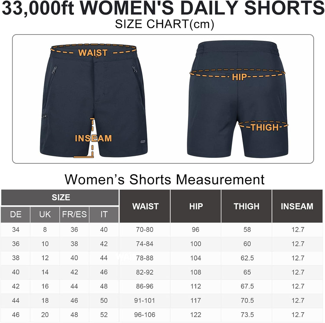 33,000ft Wanderhose Damen Kurz, Cargo Shorts Bermuda Stretch Leichte Laufshorts Sommer UPF50+ Kurze