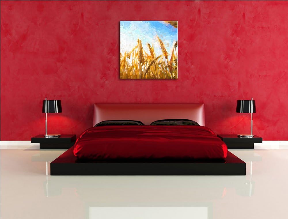 Getreide im Sonnenlicht, Format: 70x70 auf Leinwand, XXL riesige Bilder fertig gerahmt mit Keilrahme