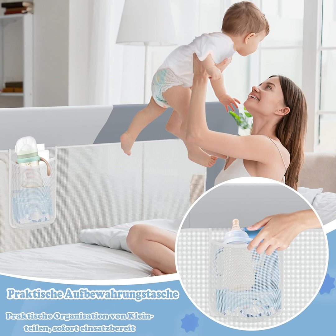 Bettgitter 180cm Bettschutzgitter Klappbar für Kleinkinder, Rausfallschutz Höhenverstellbar für Kind