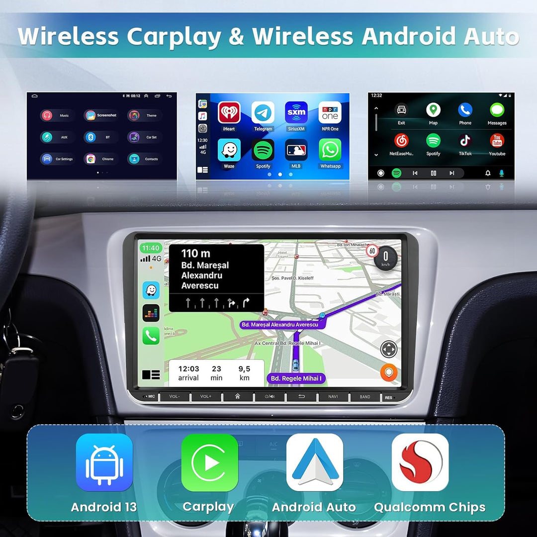 Hikity 2+32G Android 11 Autoradio mit Carplay Android Auto für VW Golf 5 6 Polo Radio Bluetooth, Aut