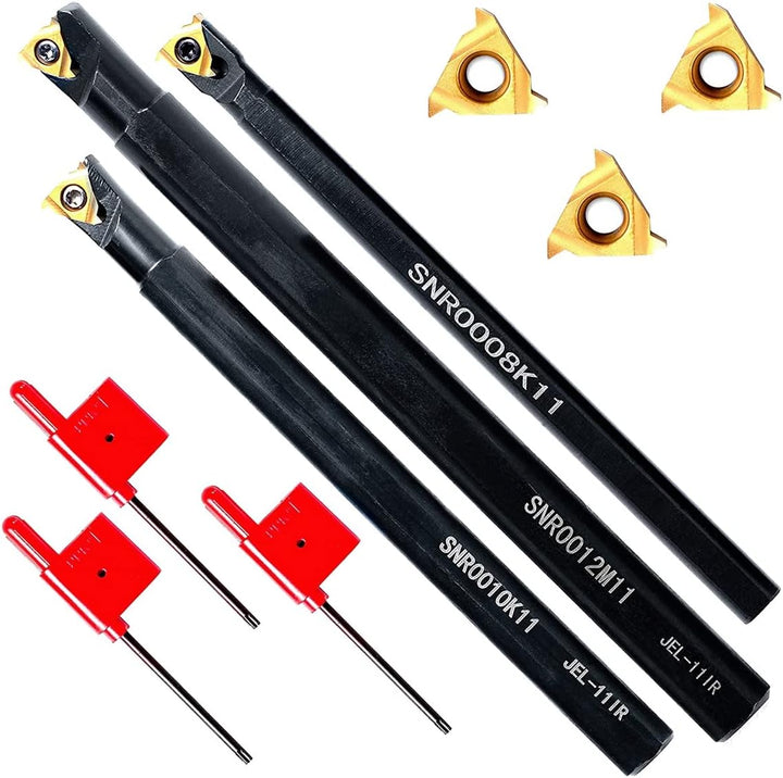 BOFRHME Drehmaschinen-Gewinde-Werkzeuge, 6 Stück, 3 Bohrstangen mit Drehschaft mit 3 Teilen aus Hart