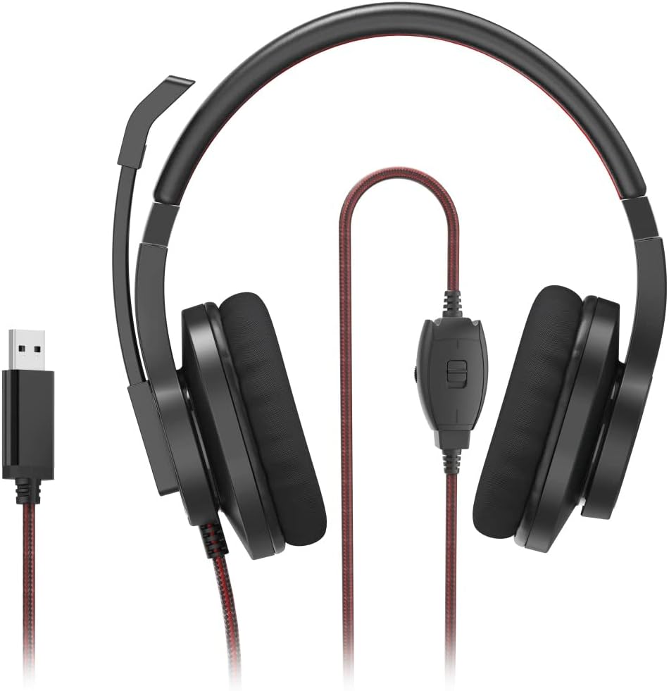 Hama Headset mit Mikrofon (kabelgebundene Kopfhörer USB A Anschluss, Aux, Stereo Headphones mit Kabe