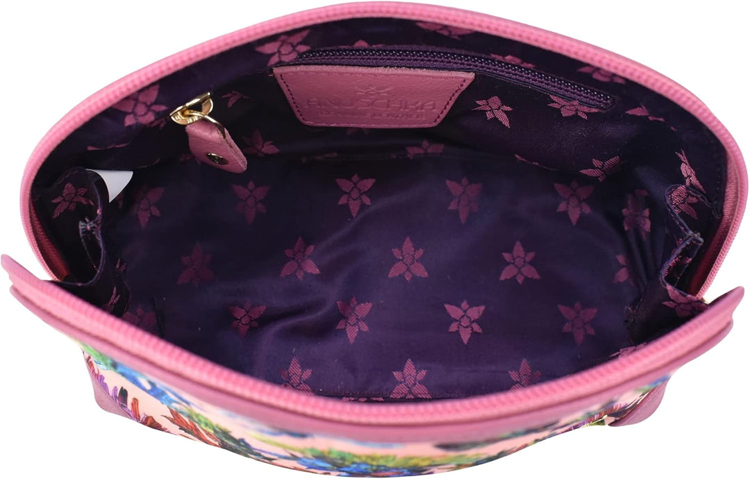 Anuschka Kosmetiktasche - Wanderlust Kollektion - Nylonstoff mit Leder Trim und Kunstdruck Dragonfly