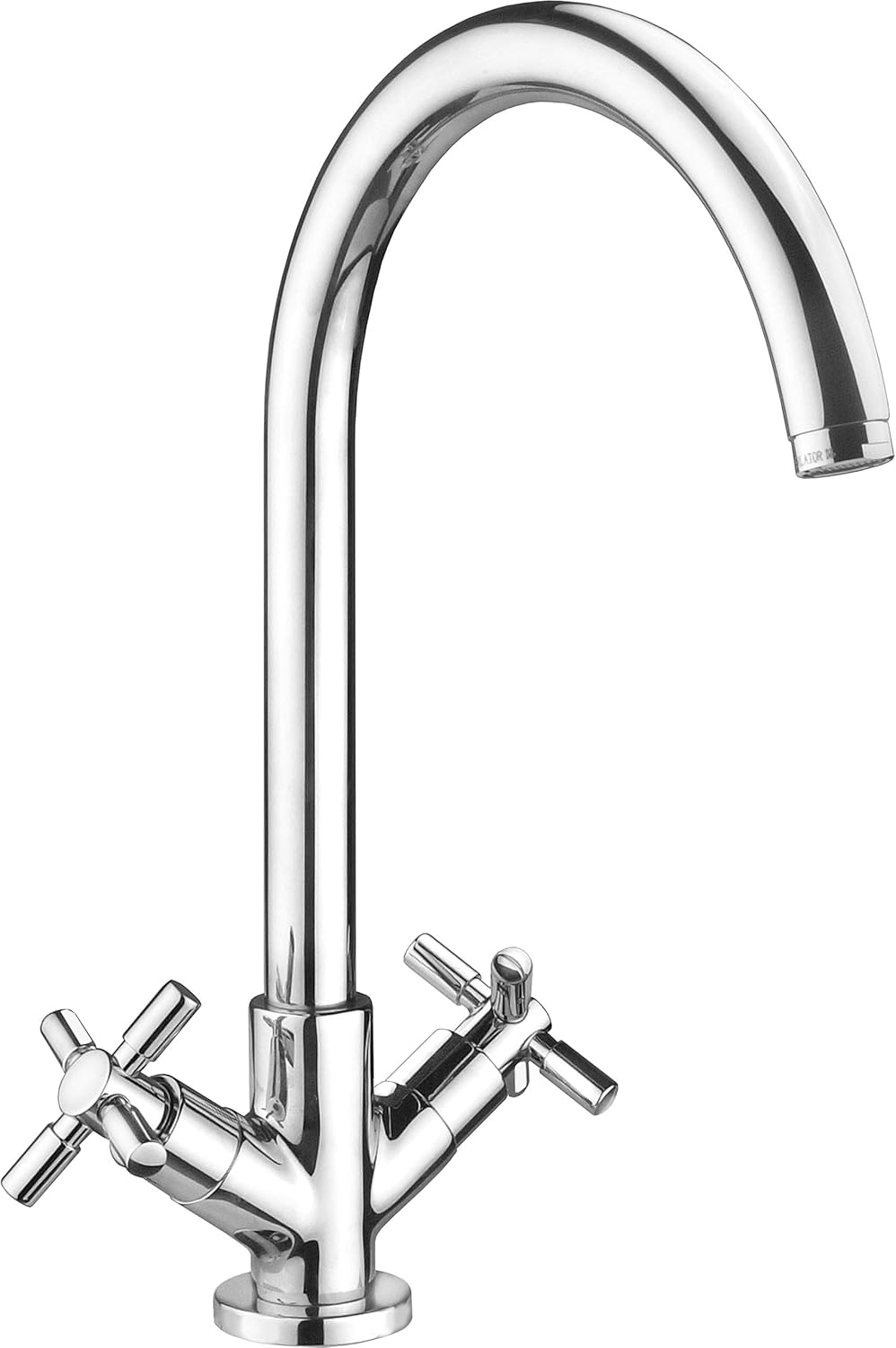 Cornat Spültisch-Zweigriffarmatur "Tratto" - Hochwertiger Messingkörper - verchromt - Hoher & schwen