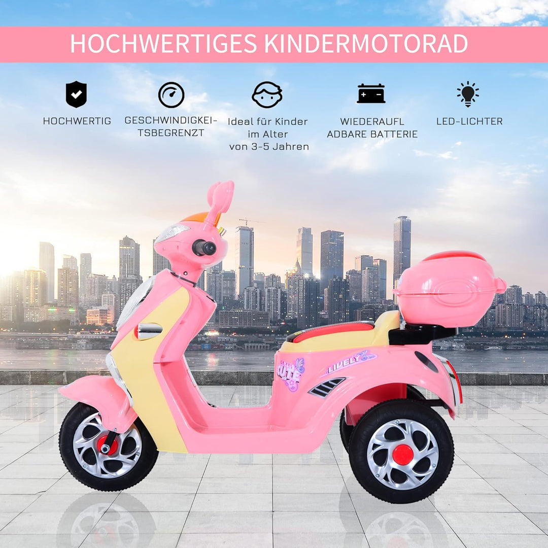 HOMCOM Elektro Kindermotorrad Elektromotorrad Kinderelektroauto Kinderfahrzeug Dreirad, 6V, Metall+P