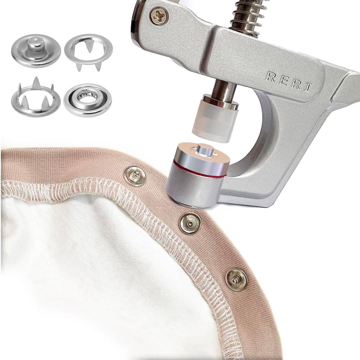 Druckknopf Set mit Zange, Φ9.5mm Jersey Druckknöpfe Metall Nähzubehör Buttons Knöpfe zum Annähen Wer