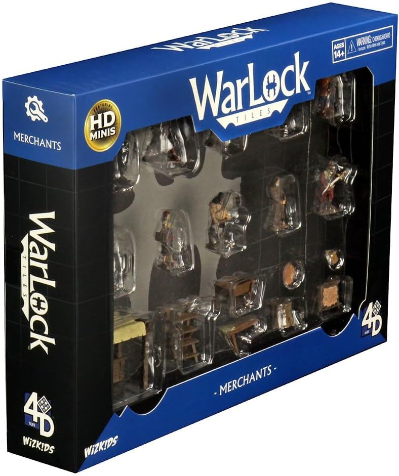 WizKids , Warlock Tiles: Accessory - Merchants, 1 + Players, Ages 12+, 30 to 60 Minutes Playing Time