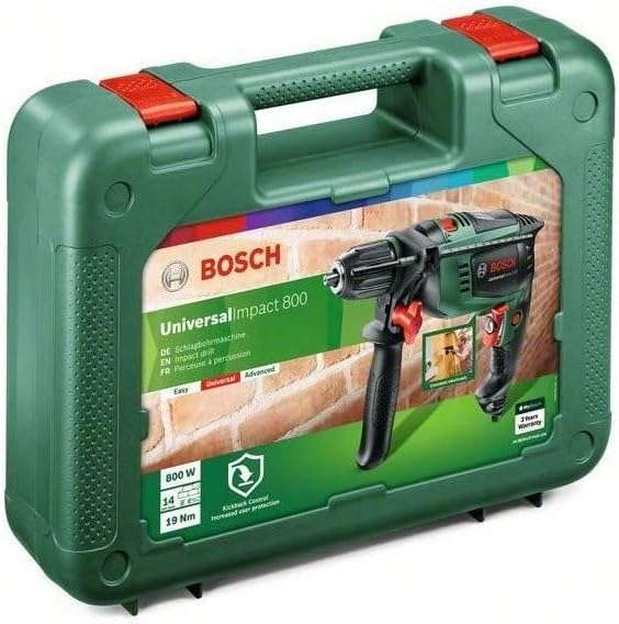 Bosch Home and Garden Schlagbohrmaschine UniversalImpact 800 (800 Watt, Koffer), Schwarz/Grün, Unive