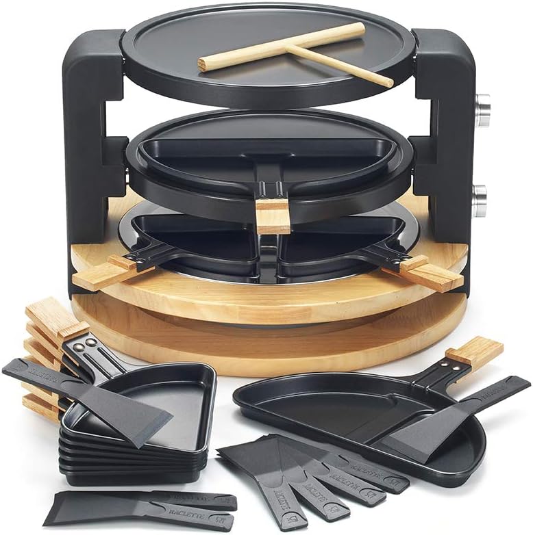Raclette-maschine 8/10 personen 1500 w + grill + crêpes-hersteller - kcwood.8.super