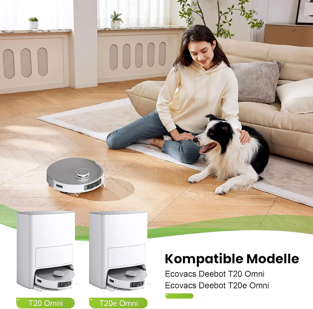 18 Stück Zubehör für Ecovacs Deebot T20 Omni / T20e Omni Saugroboter, 1 Hauptbürste 6 Wischtücher 4