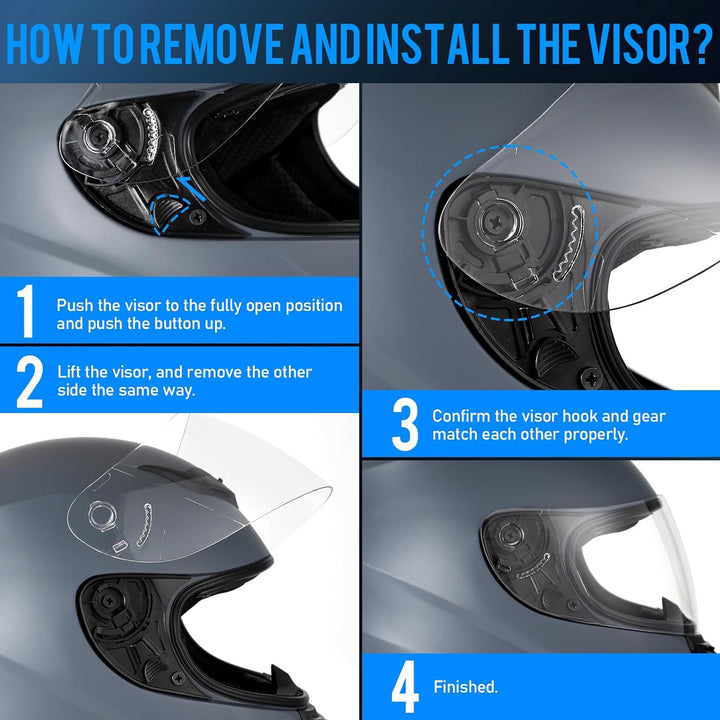 Favoto Motorradhelm Integralhelme für Erwachsene Vollvisierhelm Mopedhelm für Herren Damen Atmungsak