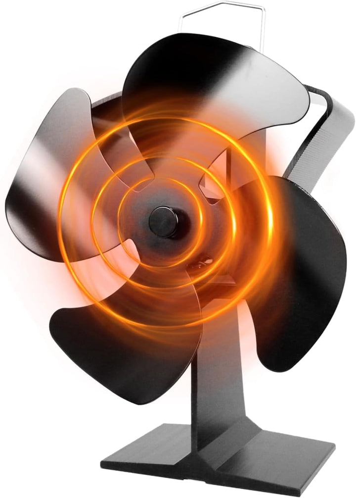 TOMERSUN Geräuscharmer Betrieb 4 Blätter Kamin Ventilator Ofenventilator Feuerstelle Kaminöfen Umwel
