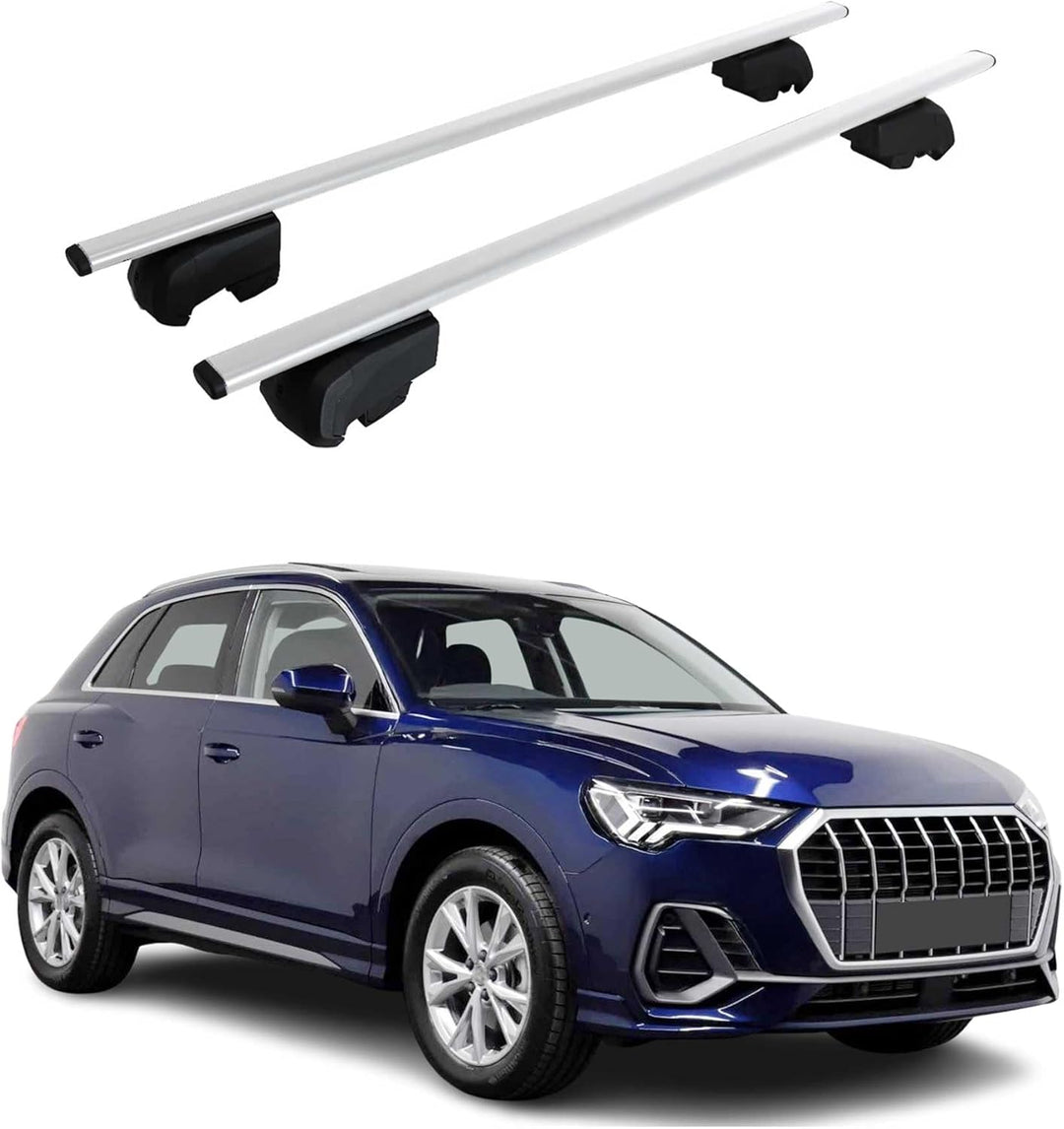 Dachträger Gepäckträger kompatibel mit Audi Q3 F3 2018-2023 Grundträger Silber TÜV ABE 2X Q3 2018-20