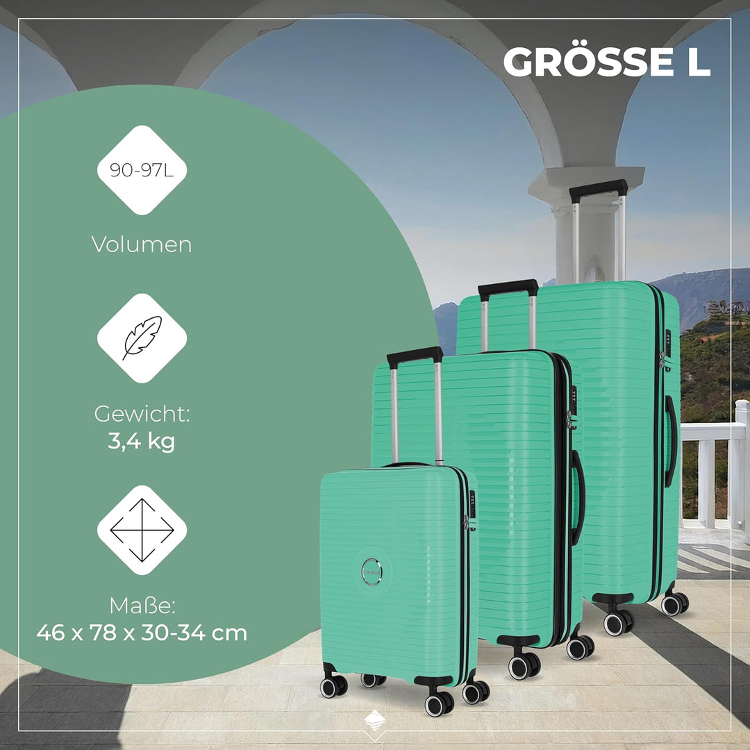 Travelite Hartschalen Kofferset 3teilig, 4 Rollen, ORBITA, Trolleys mit bruchsicherer Schale und pra