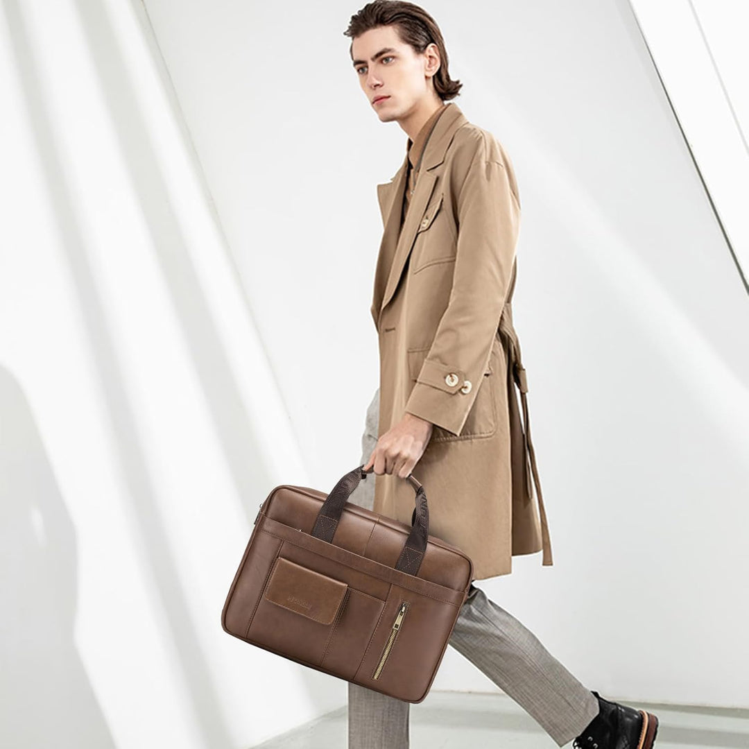 BAGZY Laptoptasche 15.6 Zoll Aktentasche Herren Umhängetasche Geschenk für Männer Handtasche für Mä