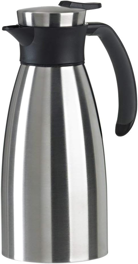 Emsa Soft Grip Isolierkanne, 1 Liter, Edelstahl, 12 Stunden heiss + 24 Stunden kalt, Auslaufsicher,