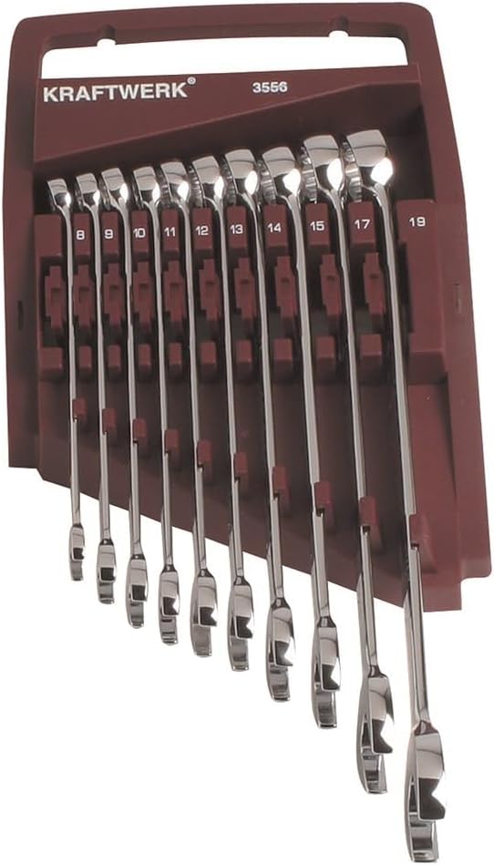 Kraftwerk 3556 Ring-Maulschlüssel-Satz 8–19 mm 10-tlg. voll poliert