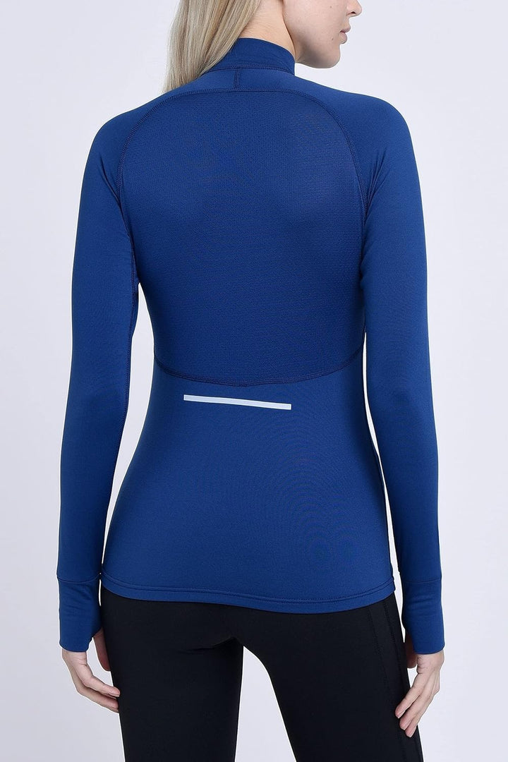TCA Damen Winter Running Langarm Laufshirt mit Brustreissverschluss S Blau, S Blau