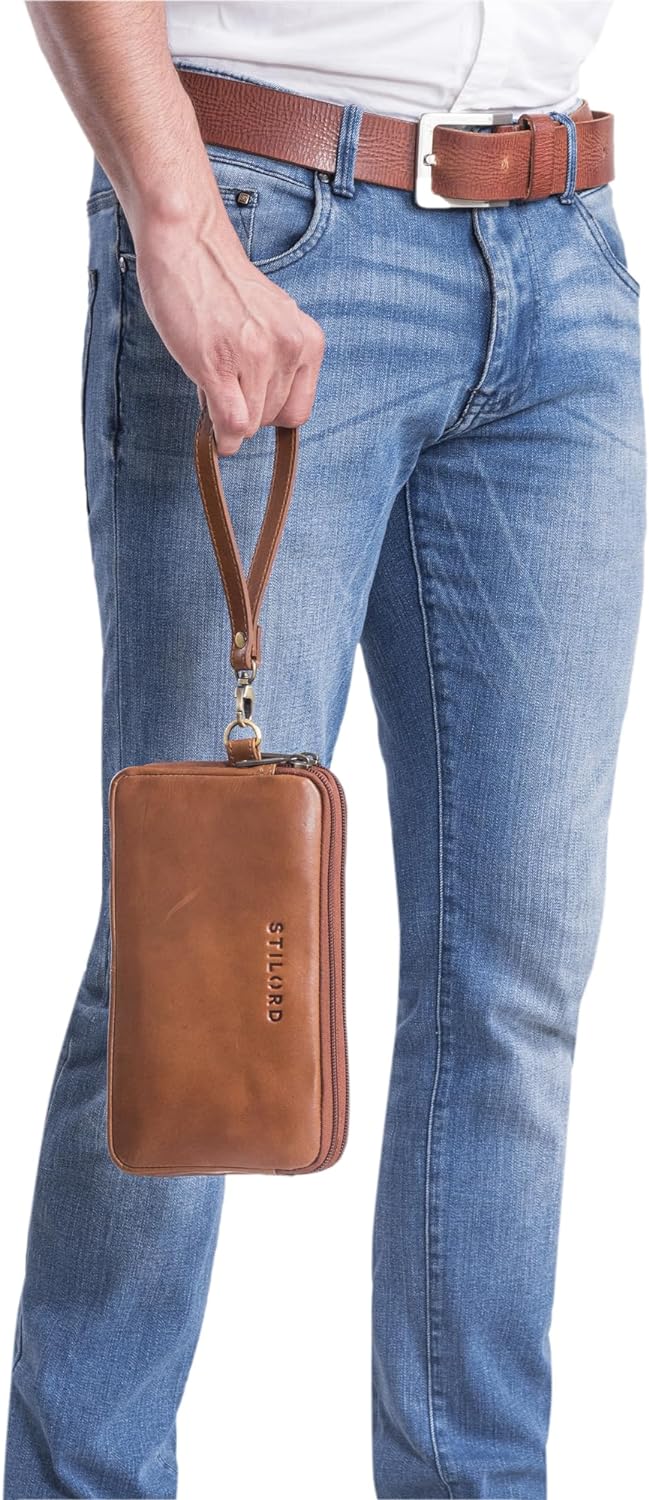 STILORD 'Richie' Handgelenktasche Leder Männer Kleine Herrenhandtasche mit Abnehmbarer Schlaufe Mode