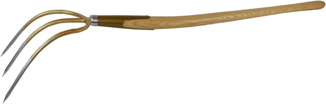 SHW-FIRE Profi Streugabel mit 3 Zinken, Gr. 26 x 20 cm, Schienenzwinge und langlebigem Eschensttiel