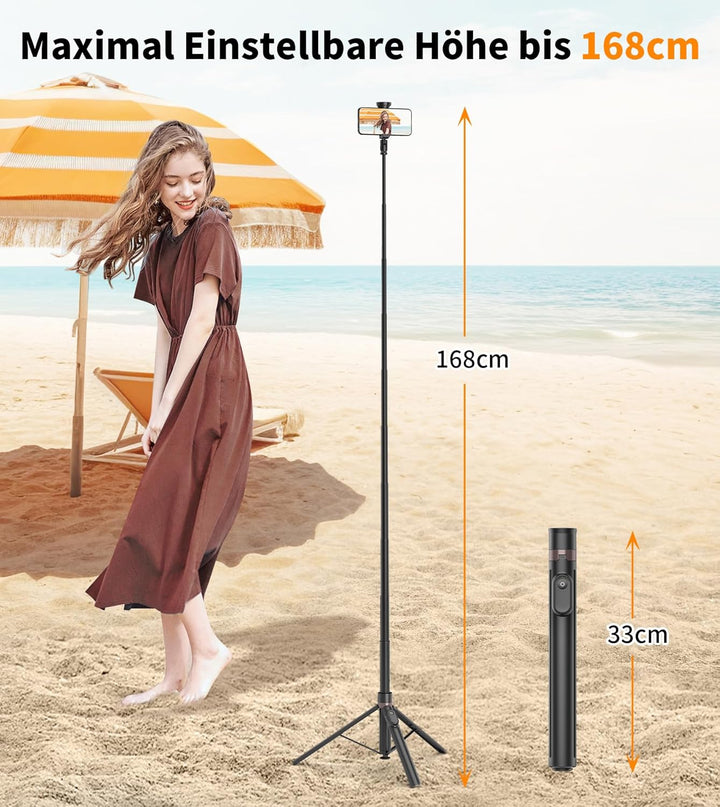 TONEOF 168cm Automatisches Selfie Stick Stativ, Handy Stativ mit Magnetischer Wiederaufladbarer Fern