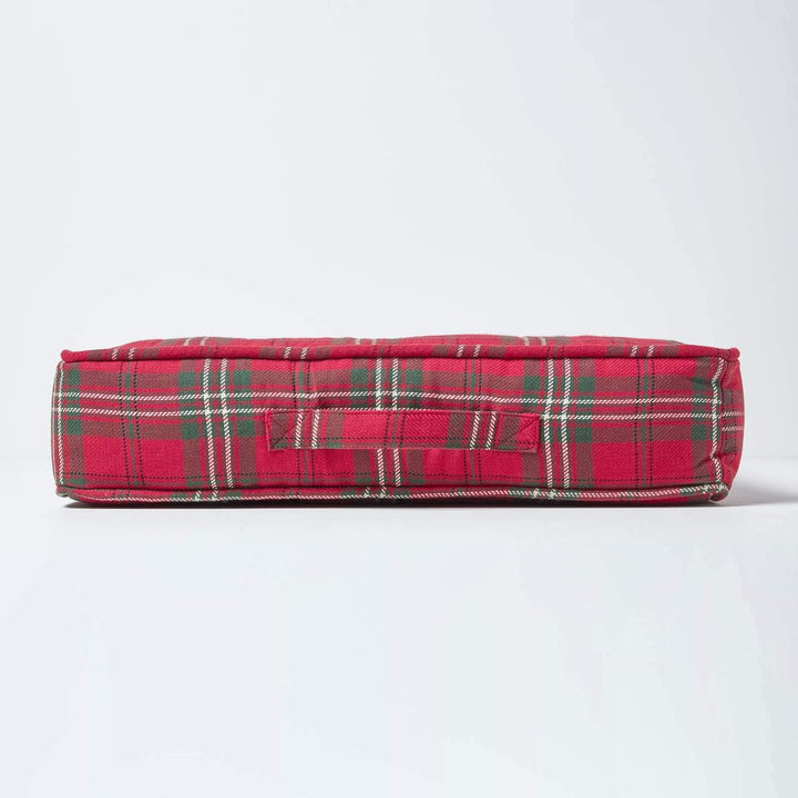 Homescapes Dickes Sitzkissen 50x50x10 cm rot kariert, Sesselauflage/Sitzerhöhung mit Baumwoll-Bezug,