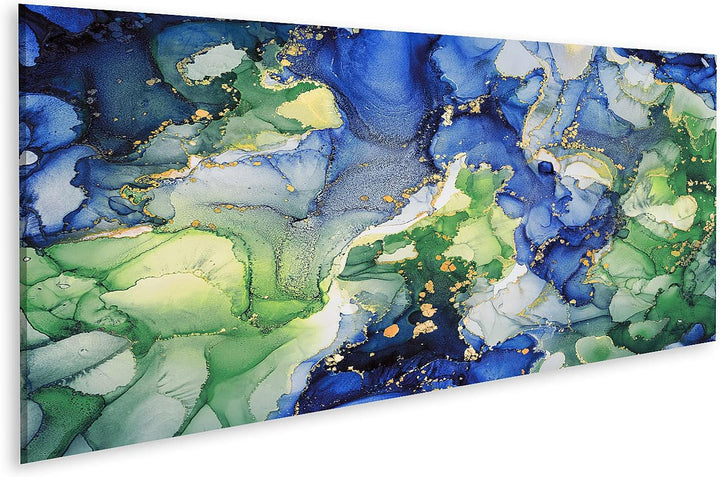 islandburner Bild auf Leinwand Effekt Luxus Abstrakte Fluid Art Hintergrund Mischung aus Grün Blau u