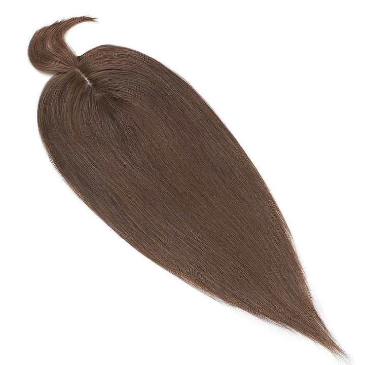 Silk-co Hair Topper Echthaar mit langem Pony, Toupet Damen 10x12cm Basis, Haartopper Echthaar mit Re