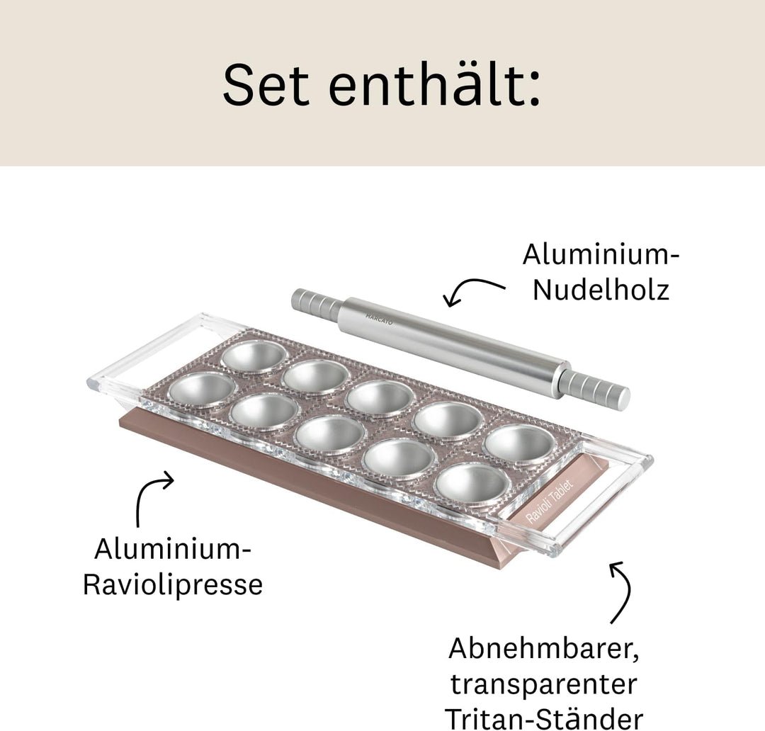 MARCATO Ravioli Tablet. Form für Ravioli Powder Rosa. Eloxiertes Aluminium. 20 x 10 x 2 cm. Einfache
