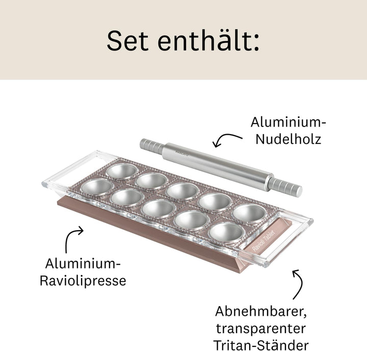 MARCATO Ravioli Tablet. Form für Ravioli Powder Rosa. Eloxiertes Aluminium. 20 x 10 x 2 cm. Einfache