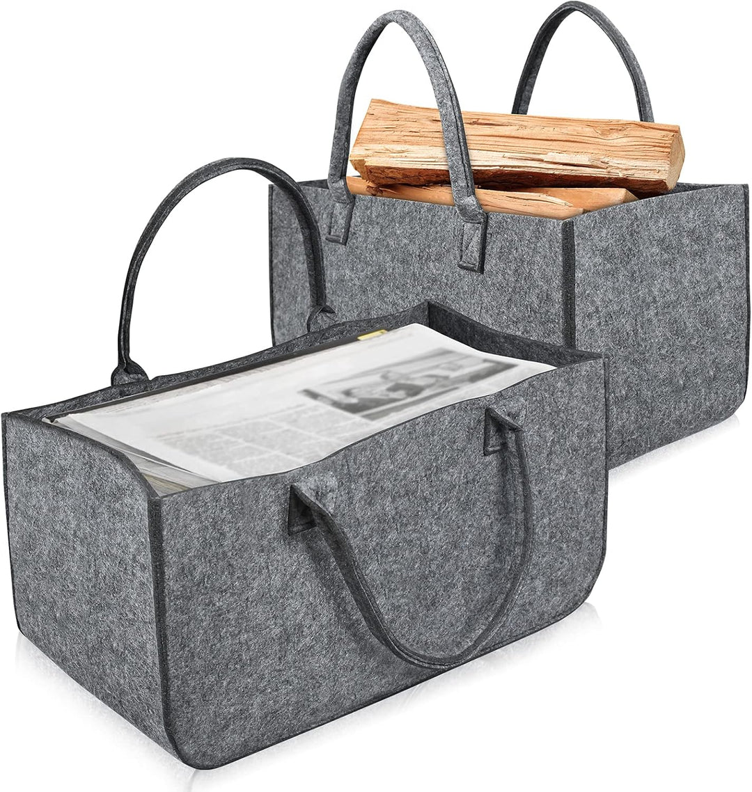 LZQ 4 Stück Gross Filztaschen Filztaschen Kaminholzkorb Filztasche Shopper Faltbar Filz kann als kam