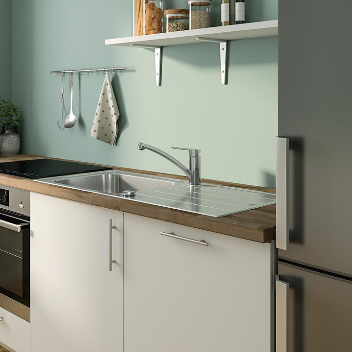 GROHE StartEco - Einhand- Spültischarmatur (Schwenkbereich 140°, langlebige Oberfläche, flacher Ausl