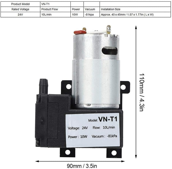 Vakuumpumpe DC 12V/24V Mini, 10L/min geräuscharmer Luftkompressor VN-T1((DC24V)), (Dc24v)