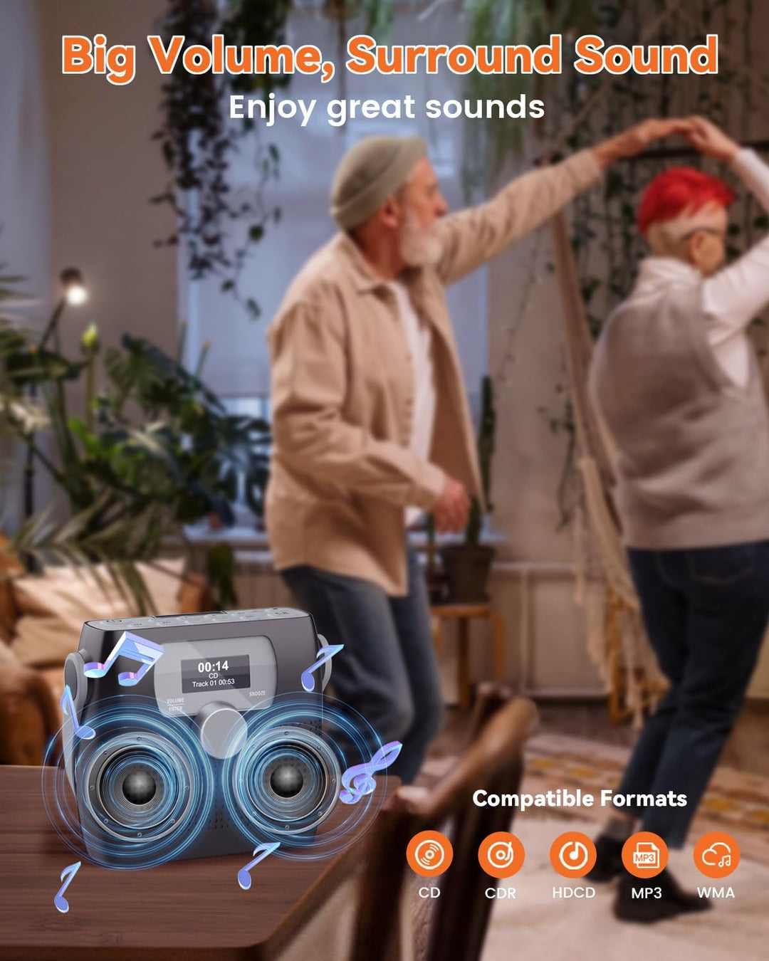 NEU 2024 Tragbarer CD Player mit Radio FM, MONODEAL Bluetooth Boombox CD Player mit Lautsprecher, Wi