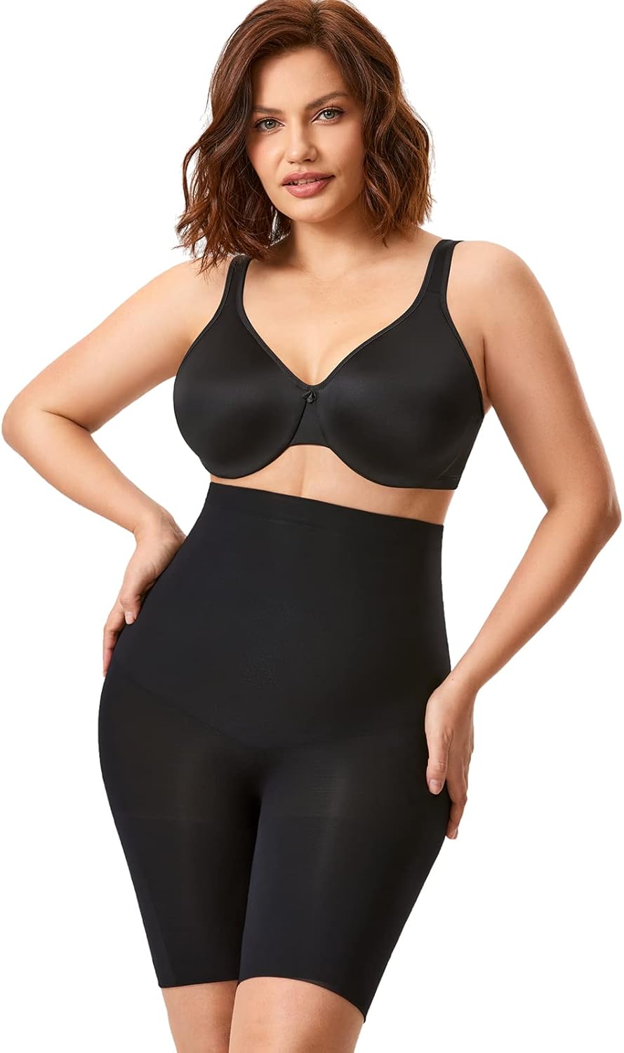 DELIMIRA Damen Miederhose mit Bein Miederpants Hohe Taille Bauch Weg Formender 40 Schwarz, 40 Schwar