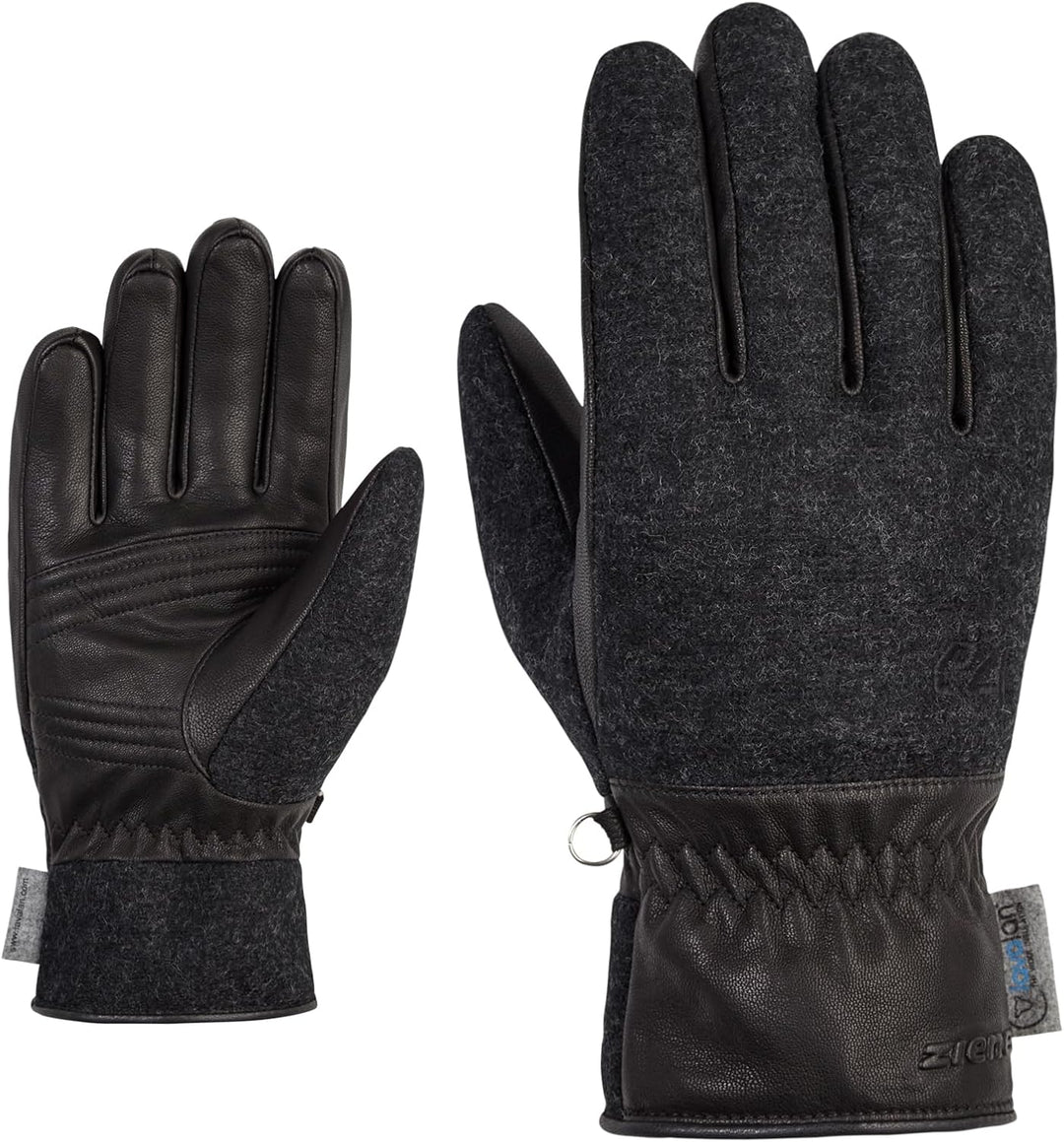 Ziener Herren Isen Freizeit-/ Funktions-/ Outdoor-Handschuhe | Wolle, PFC-frei, Loden 6 Schwarz, 6 S