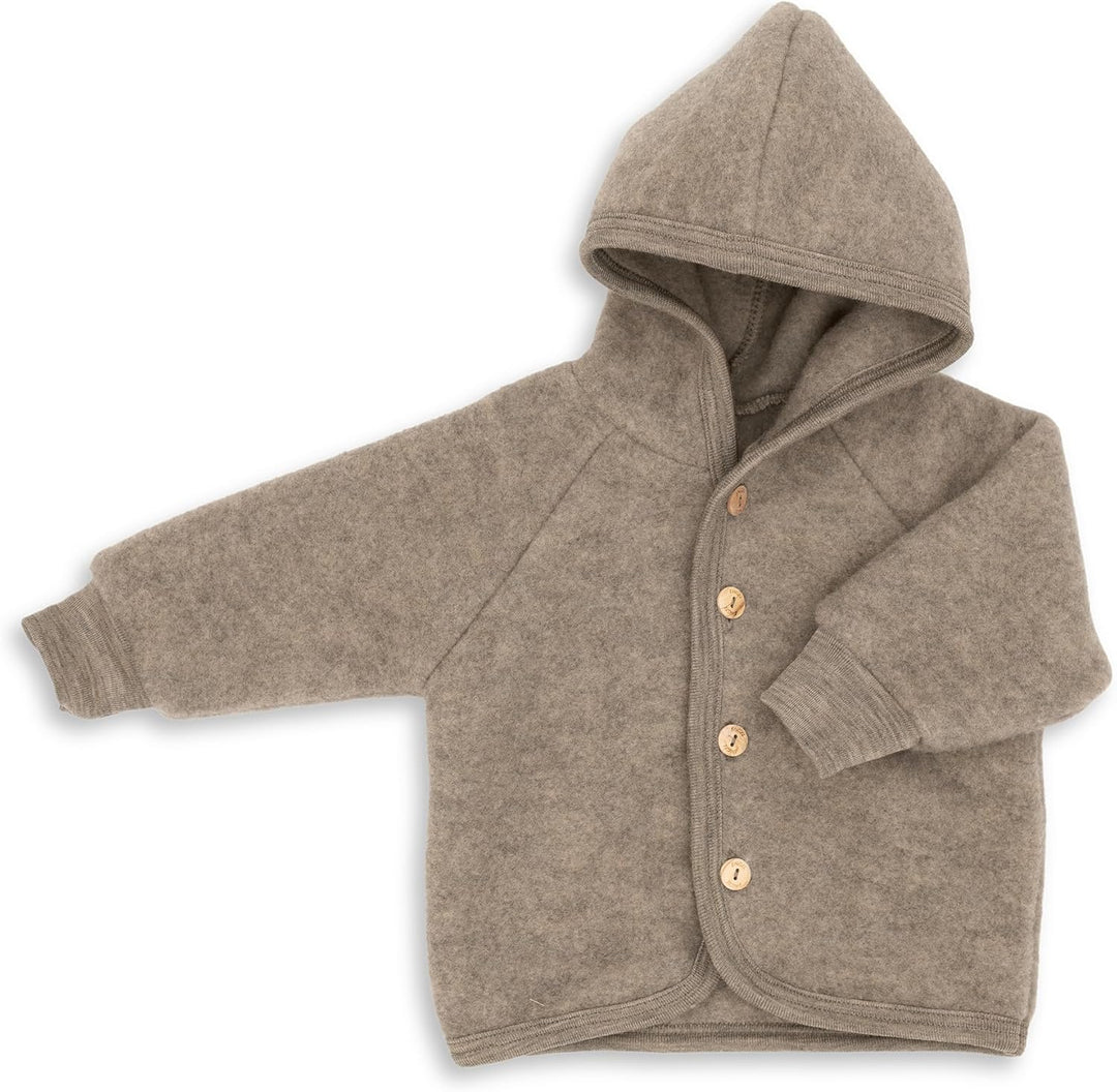 Engel Baby Jacke mit Kapuze Wollfleece 110-116 Walnuss Melange, 110-116 Walnuss Melange