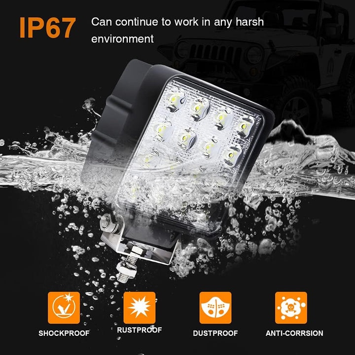 Tubiaz 2 X 48W LED Arbeitsscheinwerfer 12V, LED Scheinwerfer Zusatzscheinwerfer Flutlicht Wasserdich