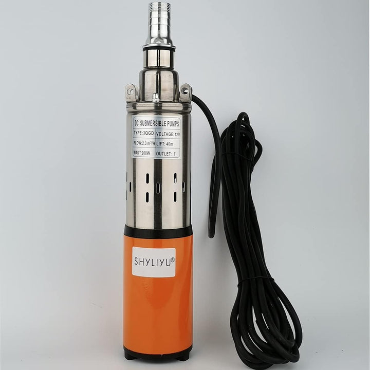 SHYLIYU Tiefbrunnen-Tauchpumpe 12V 200W Solar-Tauchwasserpumpe 2300L / H Brunnenpumpe für Industrieh