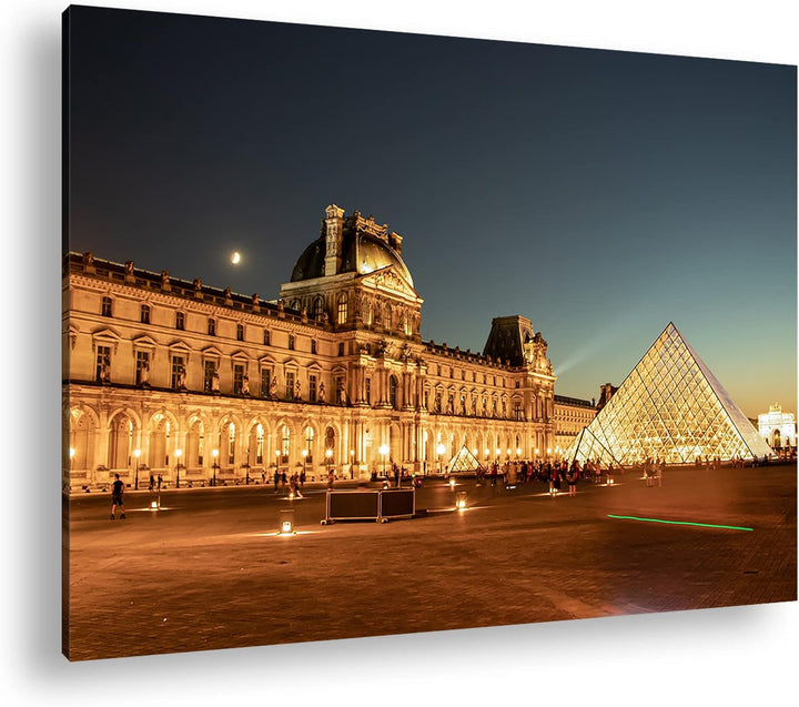 deyoli Museums Pyramide in Paris Format: 80x60 als Leinwandbild, Motiv fertig gerahmt auf Echtholzra