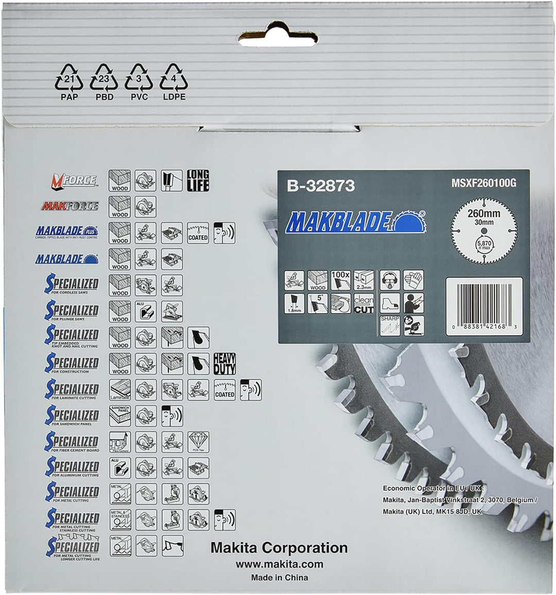 Makita Makblade Saegeblatt, 260 x 30 mm, 100Z, B-32873